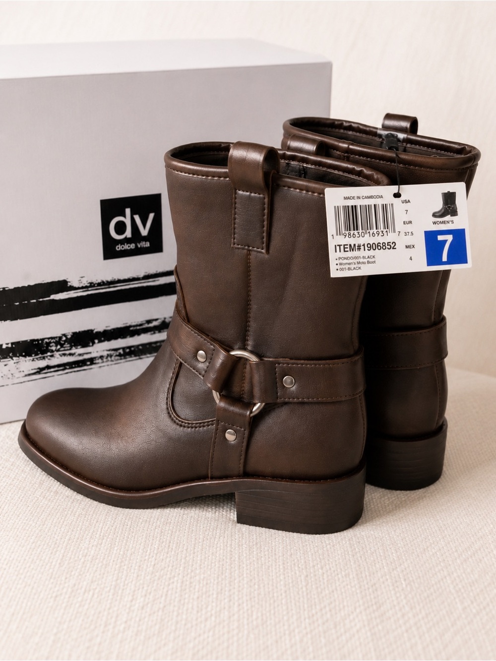 DV Dolce Vita Brown Moto Ankle Boots Women’s Size 7 NWT